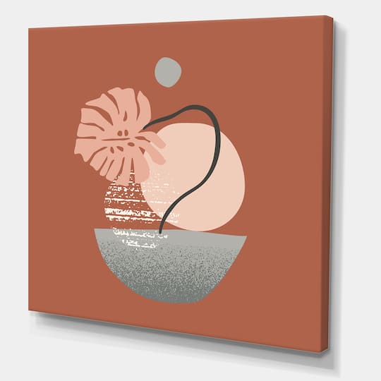 Designart - Tropical Palm Leaf & Abstract Geometry Shapes IV - Modern Canvas Wall Art Print